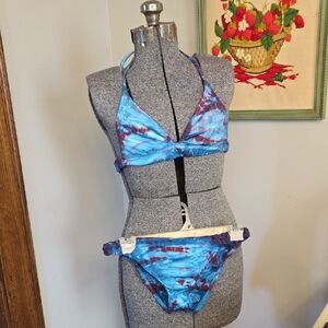 Lucky Brand Purple And Blue Tie Dye Bikini Set